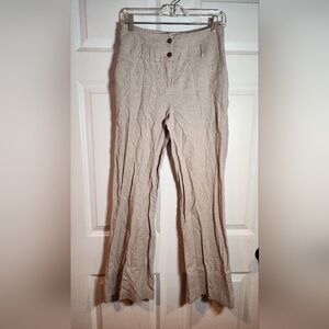 Metrostyle Beige Linen Cotton Blend Wide Leg Pants Size 8
